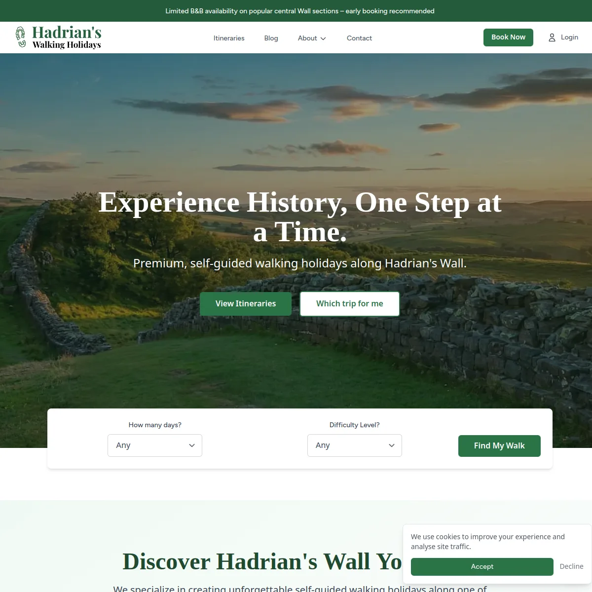 Hadrian's Walking Holidays website