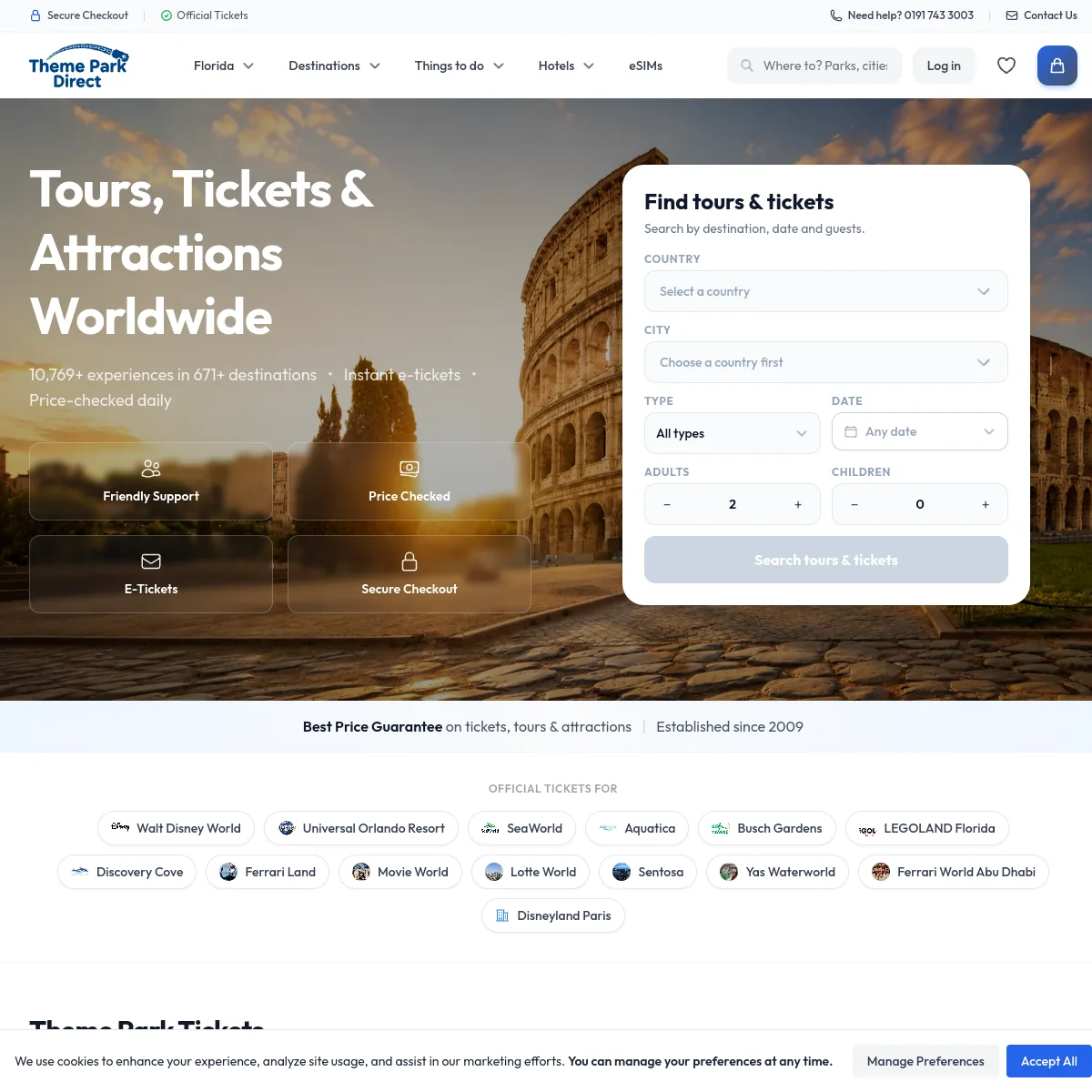 Theme Park Direct website
