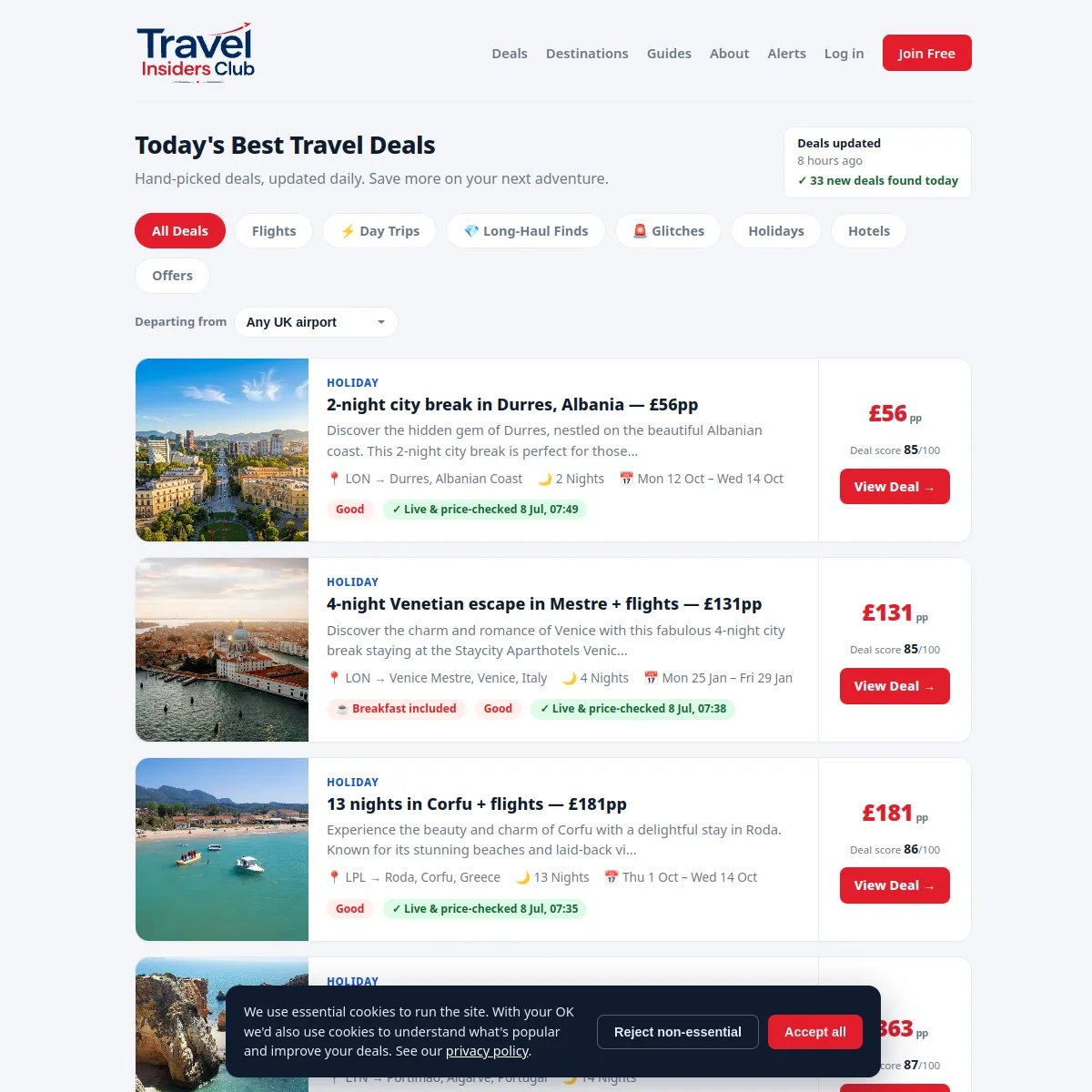 Travel Insiders Club website